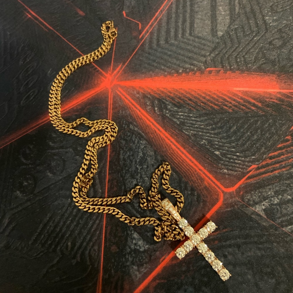 Rose Gold Diamond Cross